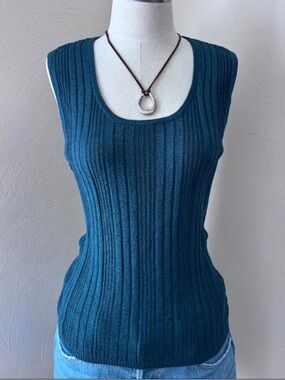 Chico's Teal Ribbed Metallic Tank